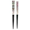 Matching Pair of Floral Chopsticks for Grandparents, Black and Red, Dishwasher-Safe, with Designed Paulownia Wood Box and Gift Wrapping, Perfect for R