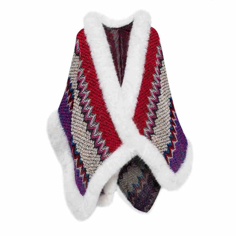 Rabbit Fur Shawl Women's Outerwear: New Autumn/Winter Fashion Cloak with Thickened Collar