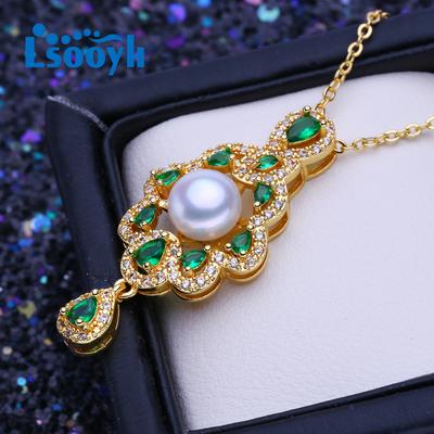 LSOOYH Natural Freshwater Pearl Necklaces For Women Gold Color Flower Pendant With Chain Wedding Engagement Jewelry