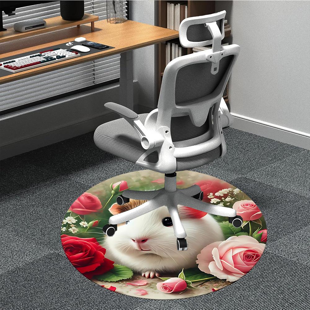 

1pc Guinea Pig Floral Decor Chair Carpet for Office, Non-slip, Soft and Durable Office Rug for Decoration, Perfect for Office yy251229193 80cm by 80cm