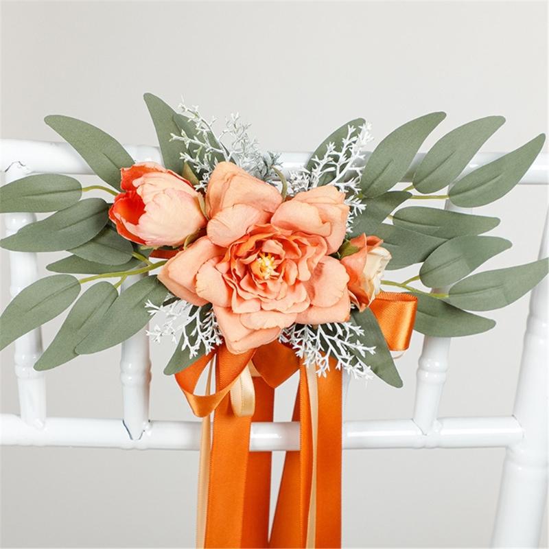 Tulle Church Wedding Chair Flowers Newest Chair Sashes Bands Chair Flowers for Weddings and Event