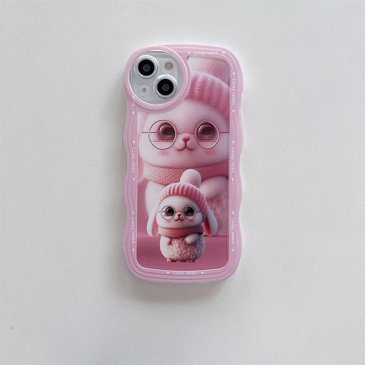 

Зимний тренд с рисунком кроликов, мягкий чехол из ТПУ, модный чехол для телефона для iPhone, Samsung Vivo, Xiaomi Oppo Samsung Galaxy S21 FE 5G розовый