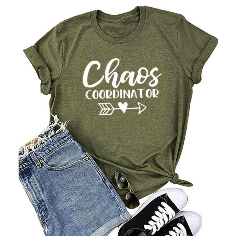 Women's Chaos COORDINATOR Letter Casual Short Sleeved T-shirt