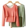 Top térmico de terciopelo alemán para maternidad: Pijama de Lactancia Otoño/Invierno y Camisa de Confinamiento para Lactancia