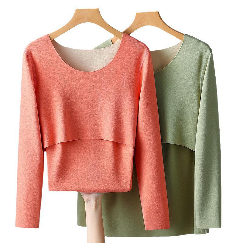 Německý sametový termální těhotenský top: Podzimní/Zimové kojící pyžamo a poporodní košile pro kojení