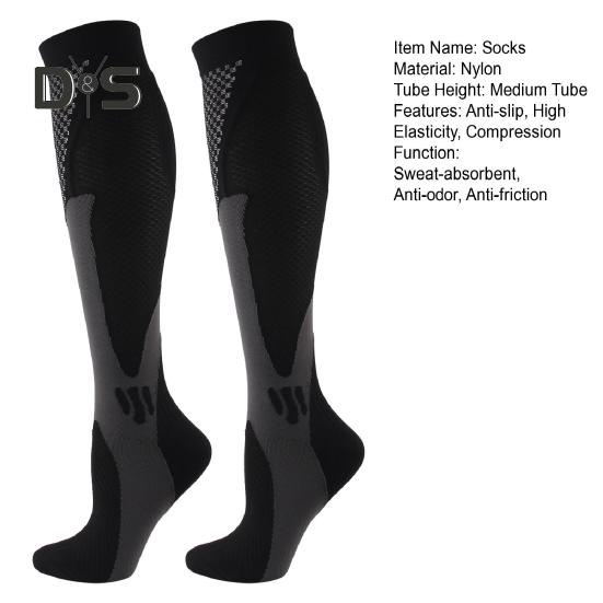 1 Pair Unisex Sport Socks Compression Yoga Socks Knee Length Long-tube High Elasticity Wrapping Anti-slip Socks Warmth Stockings for Daily Life