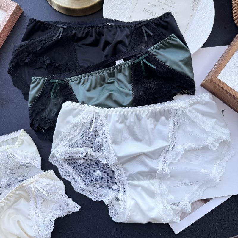 Ladies Spring Summer High Split Ice Silk Jacquard Sexy Panties