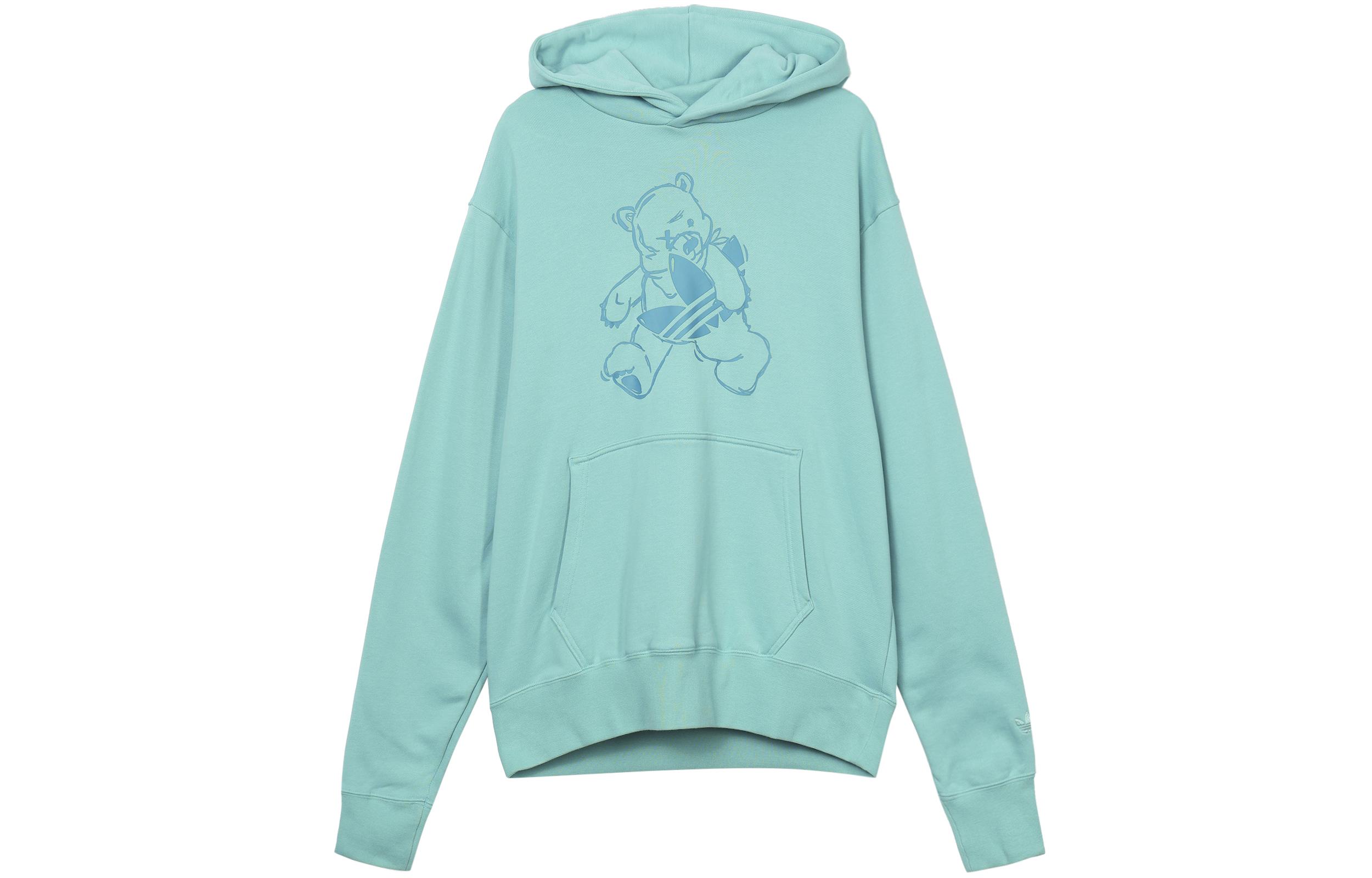 Adidas Originals Sweatshirts Unisex Mint Blue Hooded Moderate Regular HJ7822 S
