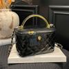 Women Elegant Plaid Chain Crossbody Bucket Bag Daily Fashion Shoulder Handbag