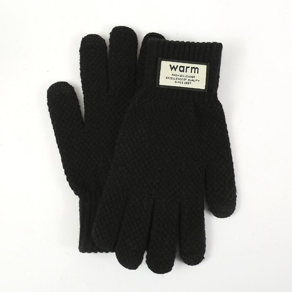 Gloves for Women In Winter, Thickened with Velvet, Korean Version, Cold Resistant, Cute, Cycling, Touch Screen, Warm, Knitted Yarn Gloves