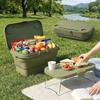 Foldable Picnic Basket with Tabletop, Portable Folding Camping Basket with Cup Holder, Large Capacity Foldable Storage Box Suitable for Outdoor