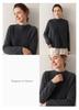 Women's Cashmere Sweater - Round Neck, Solid Color, Comfortable Loose Fit, Saddle Shoulder Knit Base Layer for Autumn & Winter.