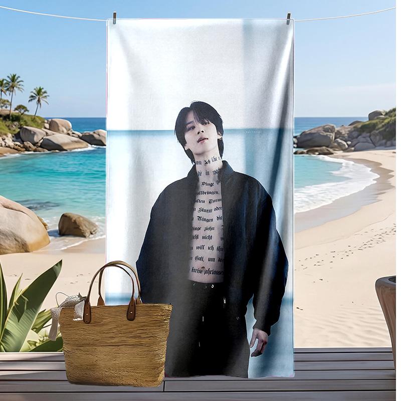 BTS Korean members Printed Quick Dry Beach Towel Super Absorbent Soft Lightweight Bath Towel for Pool Summer Travel