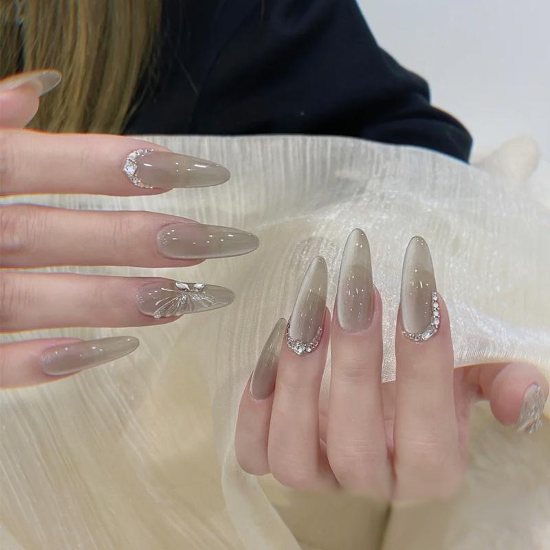 

Высококачественные осенние наклейки для ногтей с бриллиантами-бабочками - Модные носибельные типсы для ногтей Handmade Nails XS #10 pieces/bag