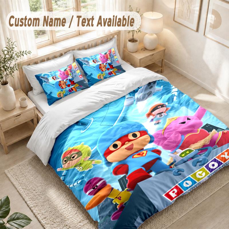 Set Biancheria da Letto Cartone Animato Pocoyó, 1 Copripiumino & 2 Federe Morbido Confortevole Camera da Letto Tessile per la Casa Decorazione