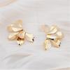Irregular Flower Petal Smooth Metal Exaggerated Golden Big Drop Earrings for Women Geometry Punk Ear Party Jewelry