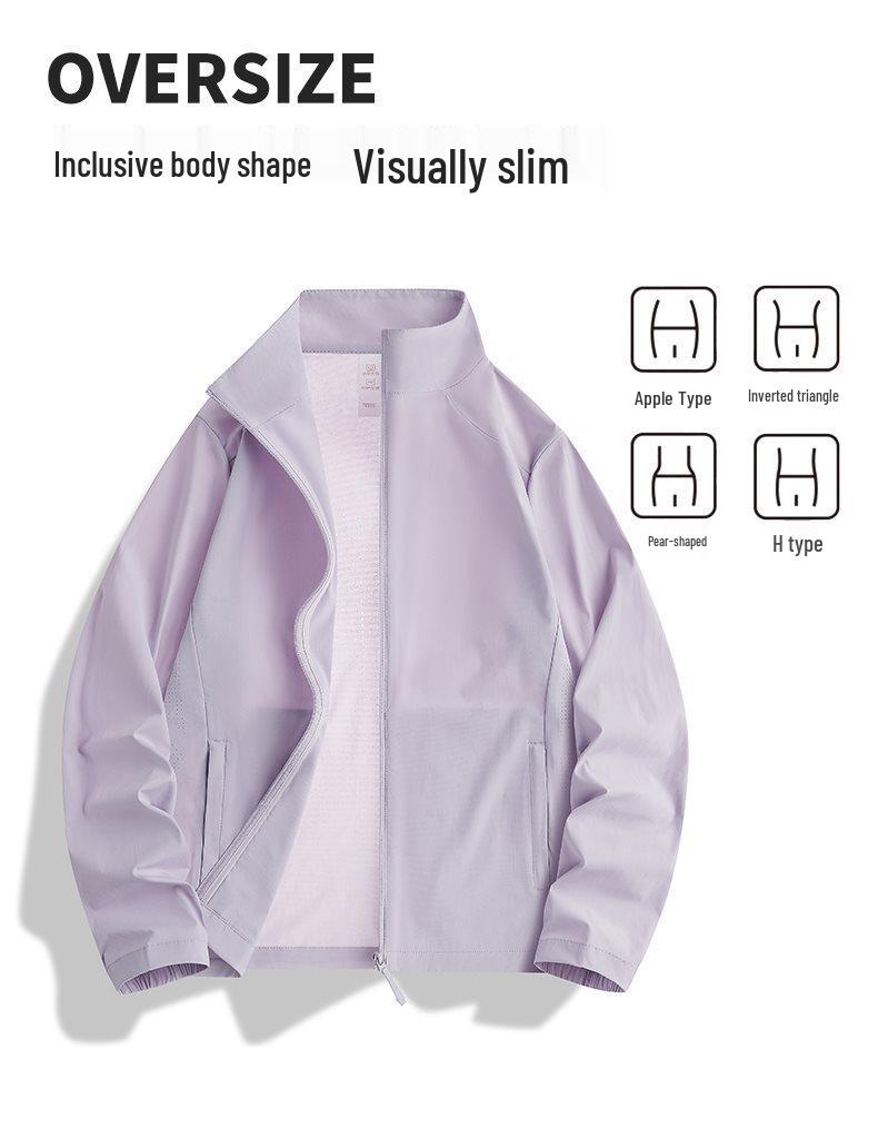 UPF50+ Sun Protection Jacket: Ice Silk, Stand Collar, Loose Fit, Breathable for Outdoor Camping and Cycling