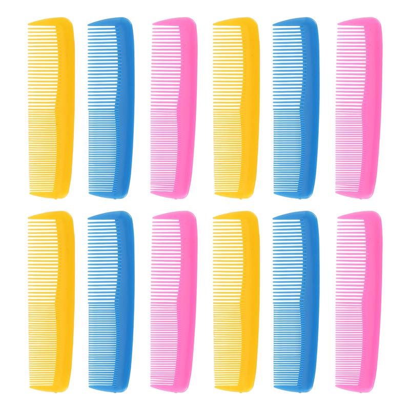 

A78E-12 штук Набор разноцветных расчесок для волос для детей, женщин, мужчин, разноцветная пластиковая расческа для тонкой укладки (Розовый, Желтый, Синий)