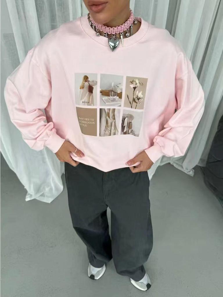 Women's 2025 Autumn/Winter Casual Chic Round Neck Sweatshirt