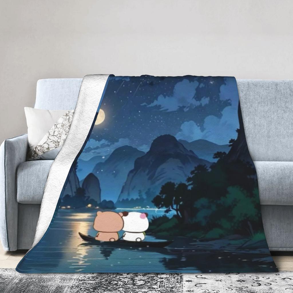 Bubu & Dudu Appreciating Lanterns Flannel Blankets Winter  Super Soft Throw Blanket for Home Decor Novelty Bedspread Bed Cover