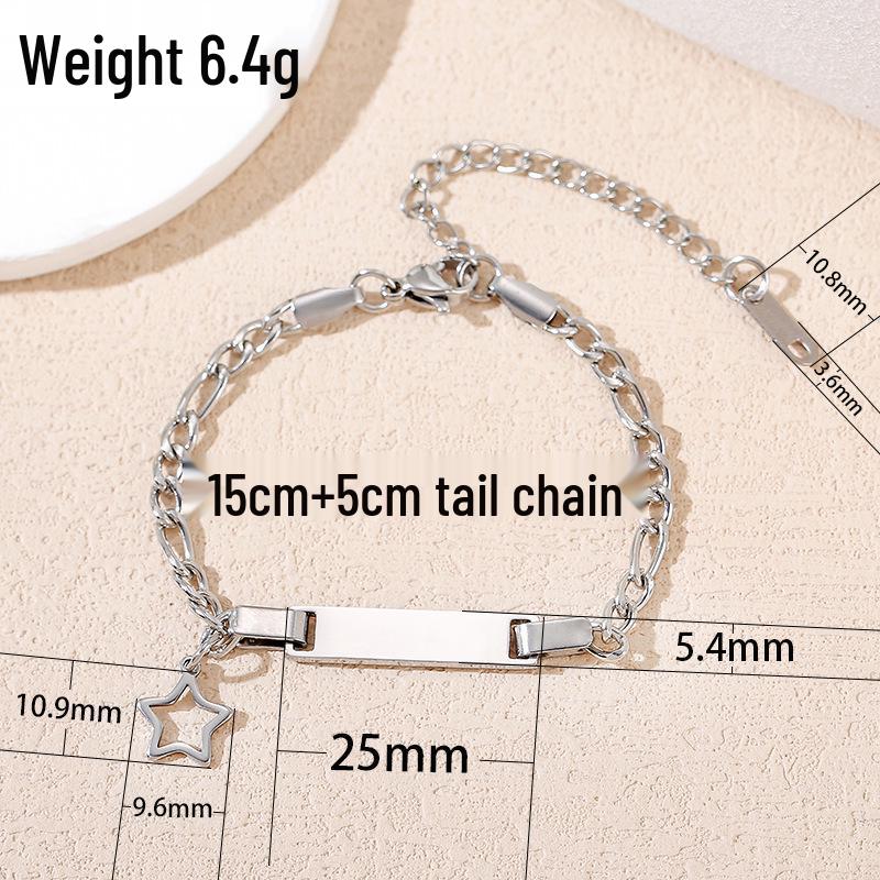 Cuban Chain Hollow Star Stainless Steel Bracelet with Laser Engraving