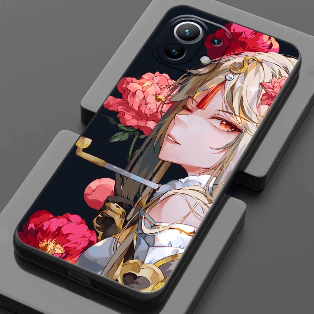 Phone Case for Xiaomi Mi 11 Lite 5G NE 11i 11X 11T 12 Pro Poco  F3 X3 GT X4 NFC Pro Cases Cover Anime Genshin Impact Flower Game