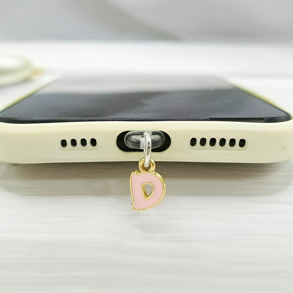 1 Stück Legierung Rosa Buchstabenanhänger Handy Staubschutzstecker Wasserdicht Staubdicht Staubfest