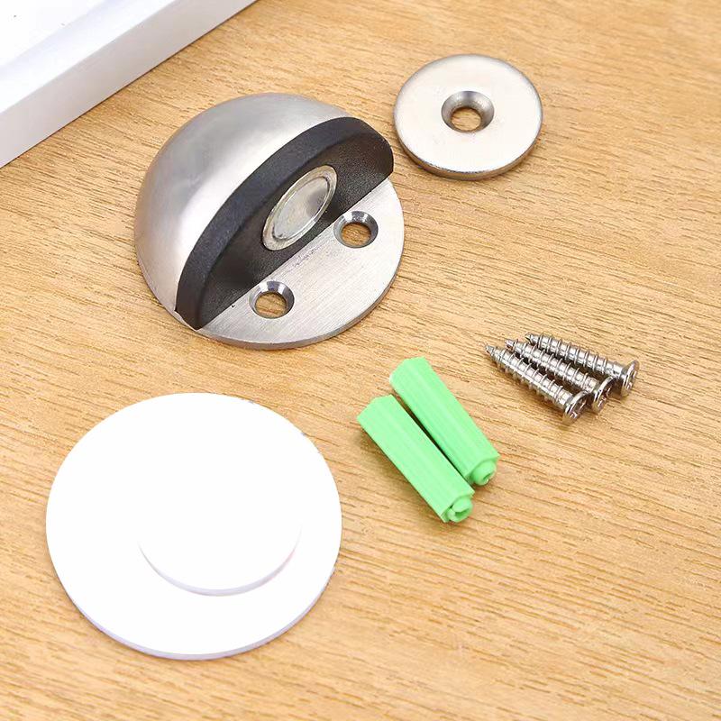 Genuine Stainless Steel Magnetic Door Stopper with Rubber Semi-Circular Anti-Collision Design