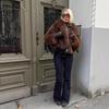 Vintage-Style Eco-Friendly Faux Fur Short Jacket In Brown - European & American Winter Women's Fashion