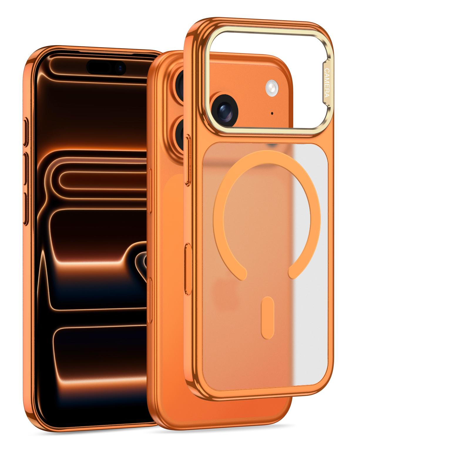 

Skin Feel Translucent for Magsafe Magnetic Phone Case for apple IPhone 17 Pro 17 Pro Max Electroplating Slim Clear Protect Cover iPhone17 Pro оранжевый