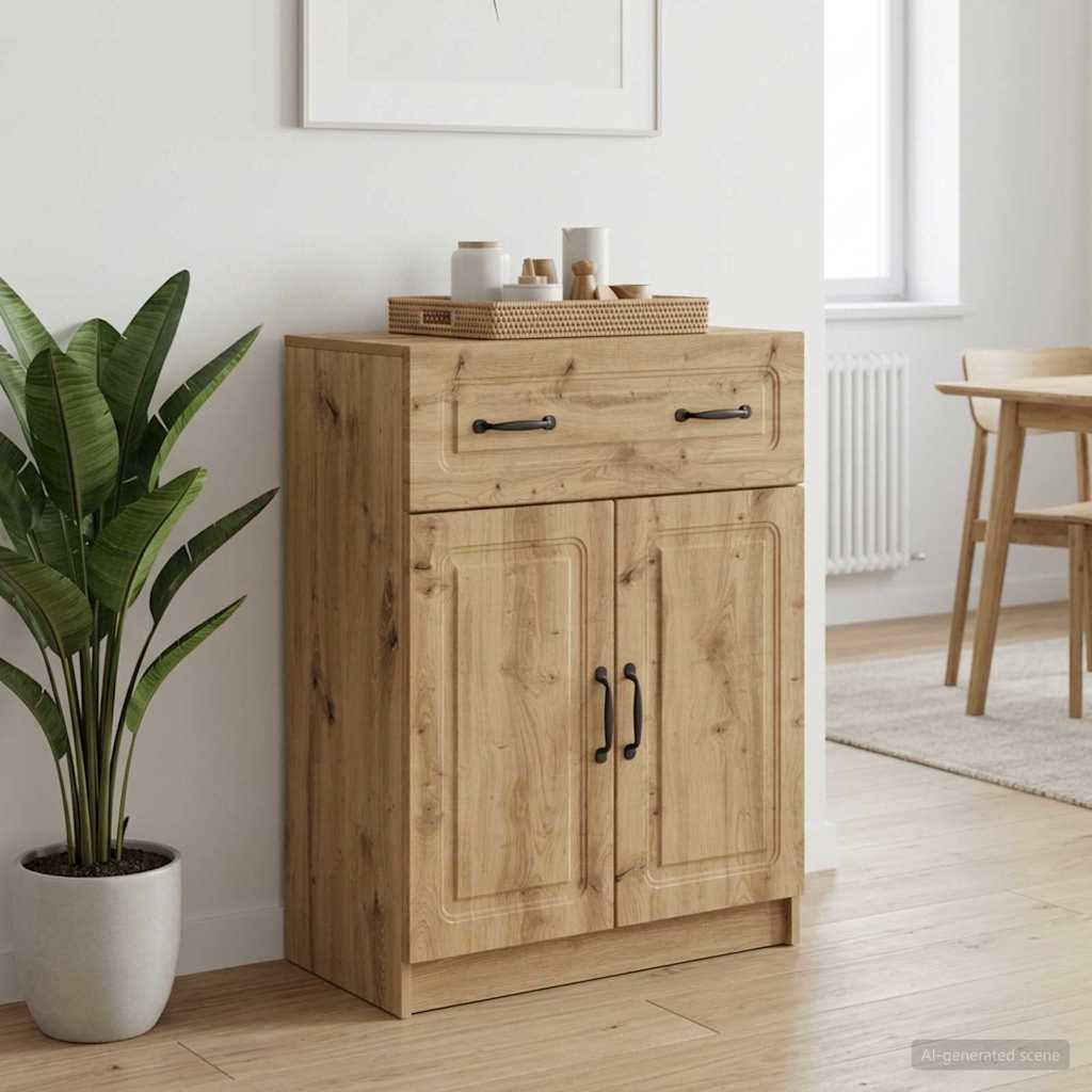 Artisan Oak Sideboard 66 X 34.5 X 87 Cm Engineered Wood