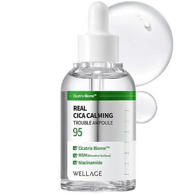 WELLAGE Real Cica Calming Trouble Ampoule 50ml - Sérum Calmante para Pele Problemática, Cuidados Coreanos, Madecassosídeo Centella Asiática Pantenol Niacinamida, Alívio