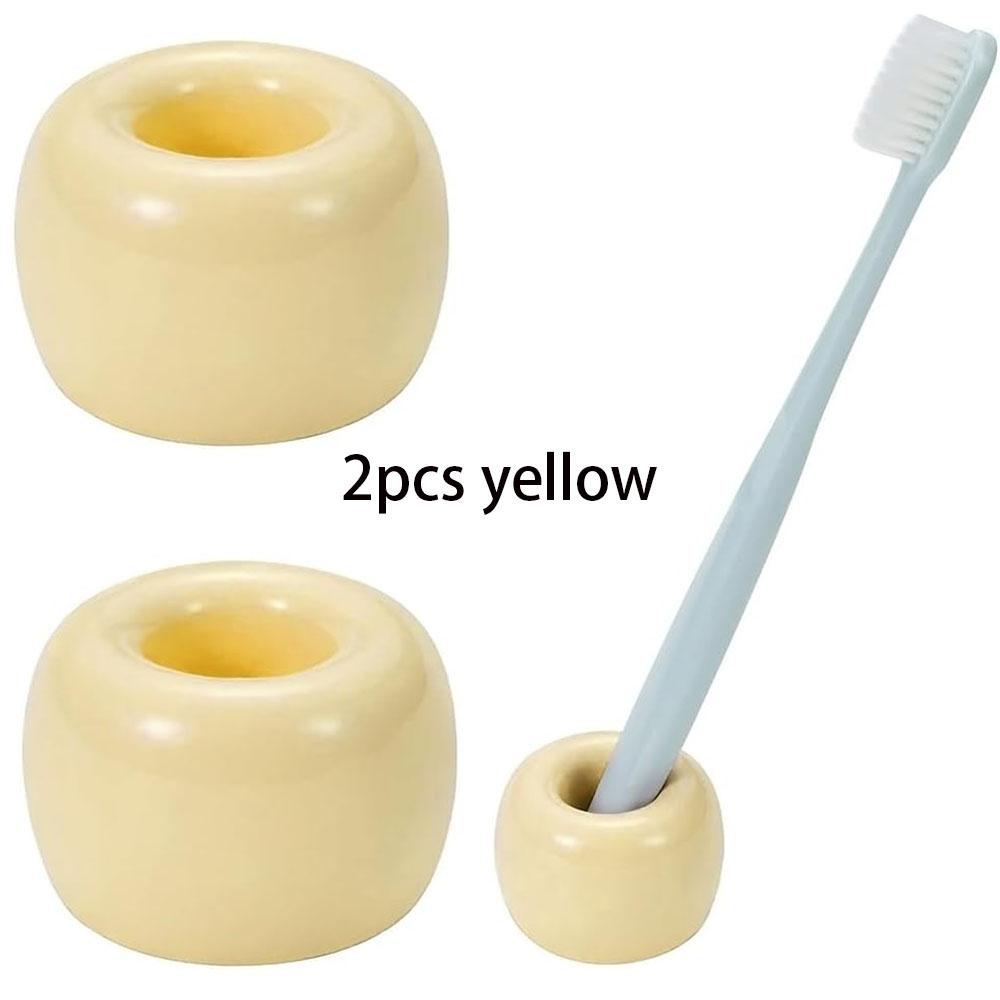 Mini Porte-Brosses à Dents en Céramique Pour Organisateurs de Plan de Travail de Salle de Bain | Supports de Brosse à Dents Compacts Hygiéniques Base
