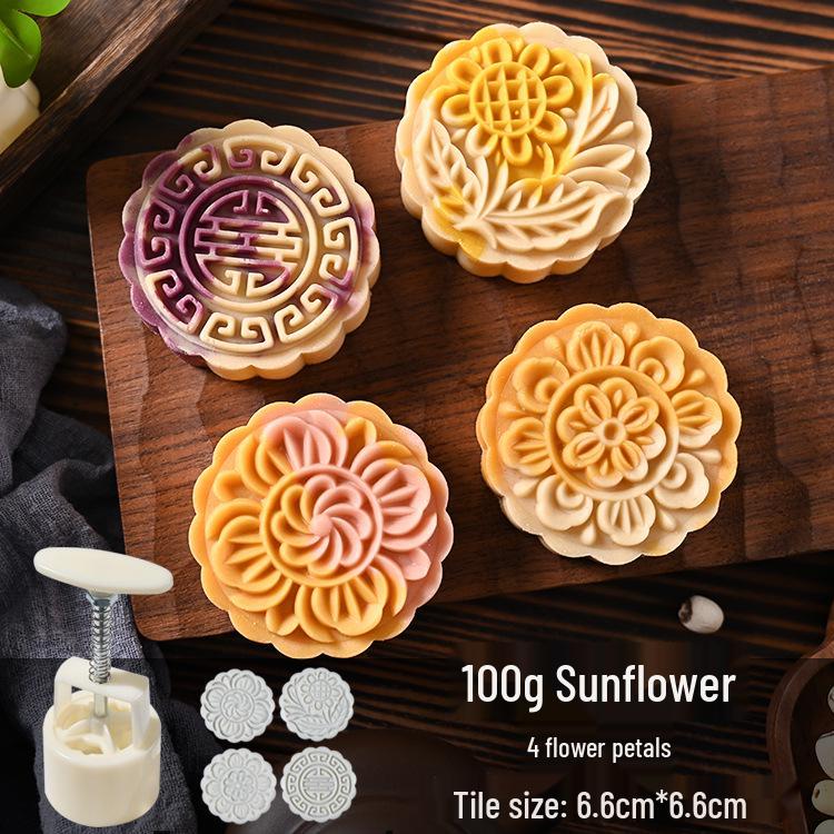 Mid-Autumn Mooncake Press - Flower Ice Skin Mold for Pastry & Mung Bean Cake
