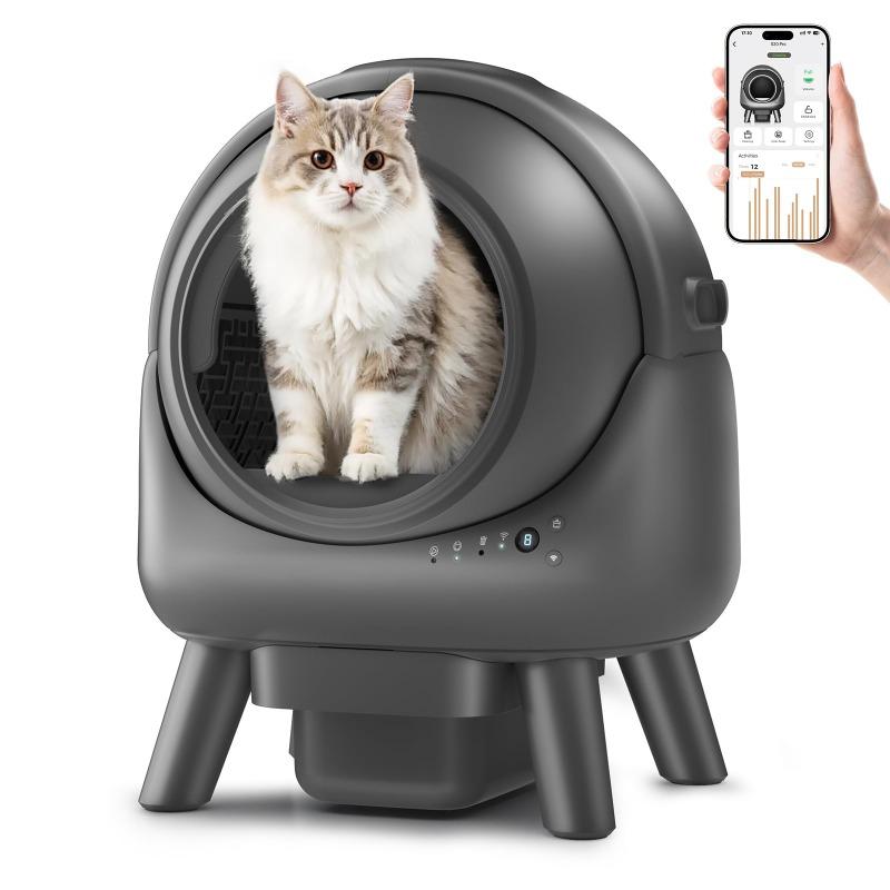 

Умный самоочищающийся лоток для кошек Els-pet, Автоматический туалет для питомцев с управлением через приложение, защита безопасности/измерение веса/чистка каждые 15 дней EU plug