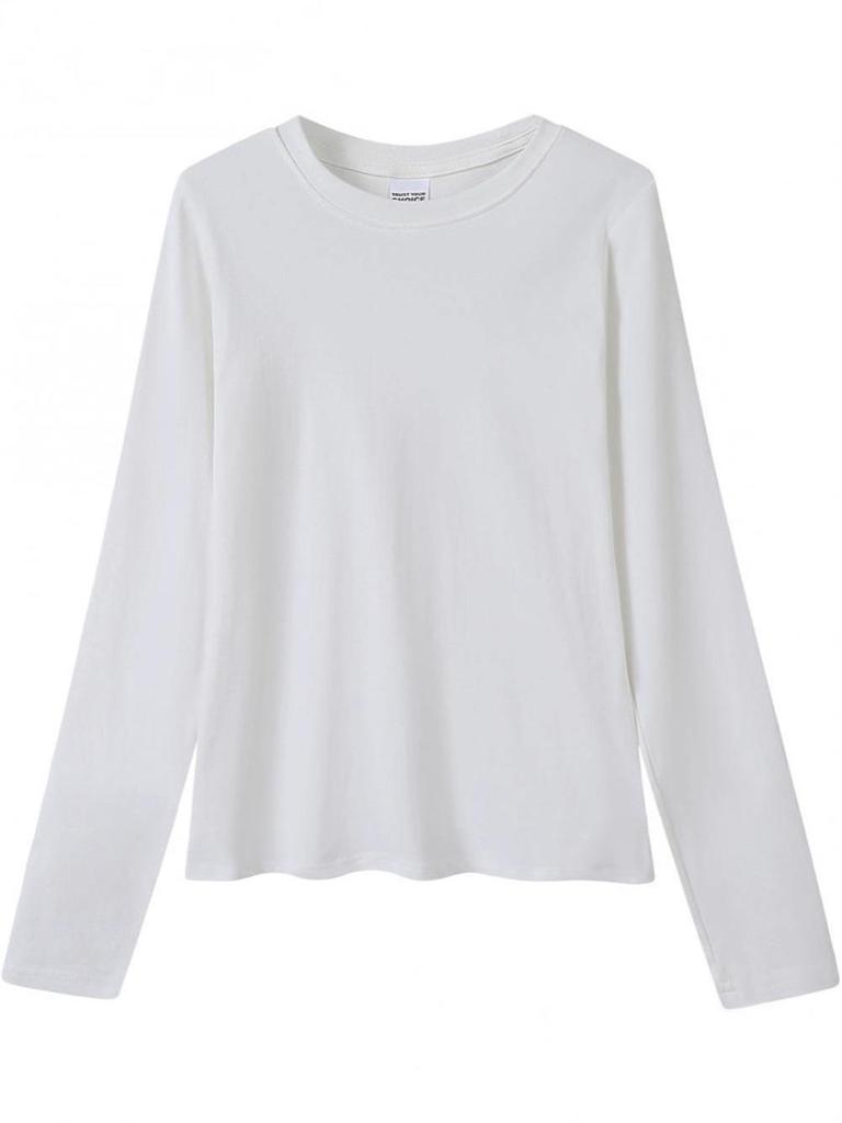 230g Women's Slim-Fit Long Sleeve Round Neck T-Shirt - Trendy, Versatile Casual Base Layer