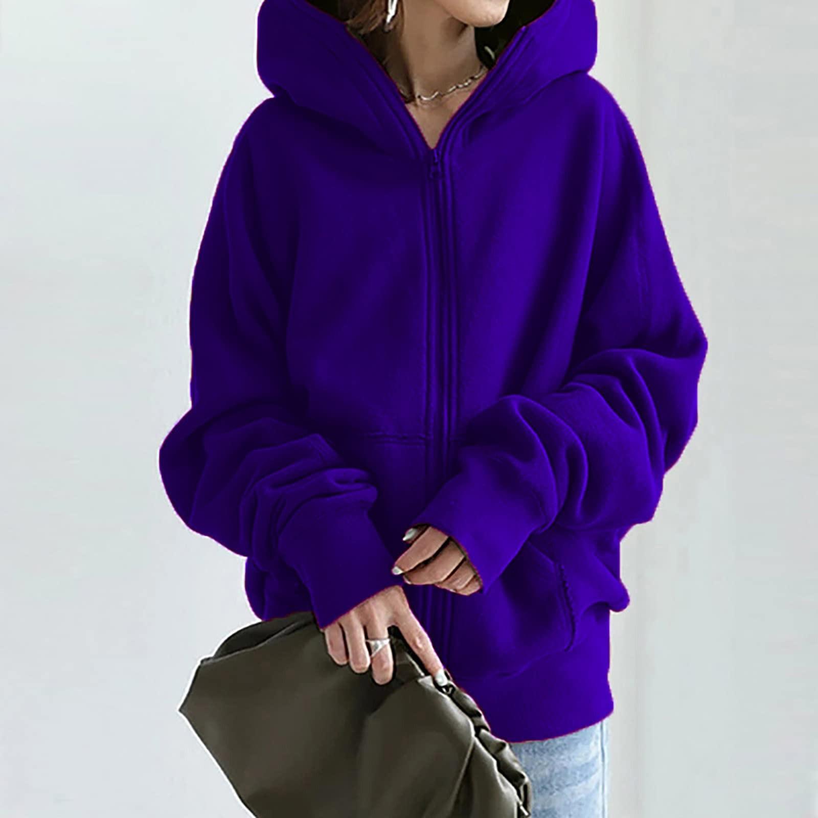 Cheap Womens Full Zip Up Plus Size Hoodie Winter Oversized Long Sleeve Hooded Sweatshirt Warm Loose Outwear Joom