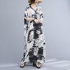 Sommer Damen Übergröße Kleid V-Ausschnitt Bohemian Blumendruck Locker Oversize Maxi Sommerkleid Groß 5104