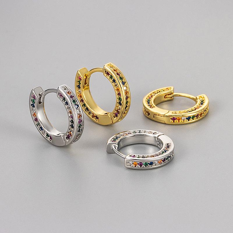Colorful Zircon Huggie Earrings For Women Niche Luxury Rhinestone Hoops Versatile Dainty Ear Jewelry