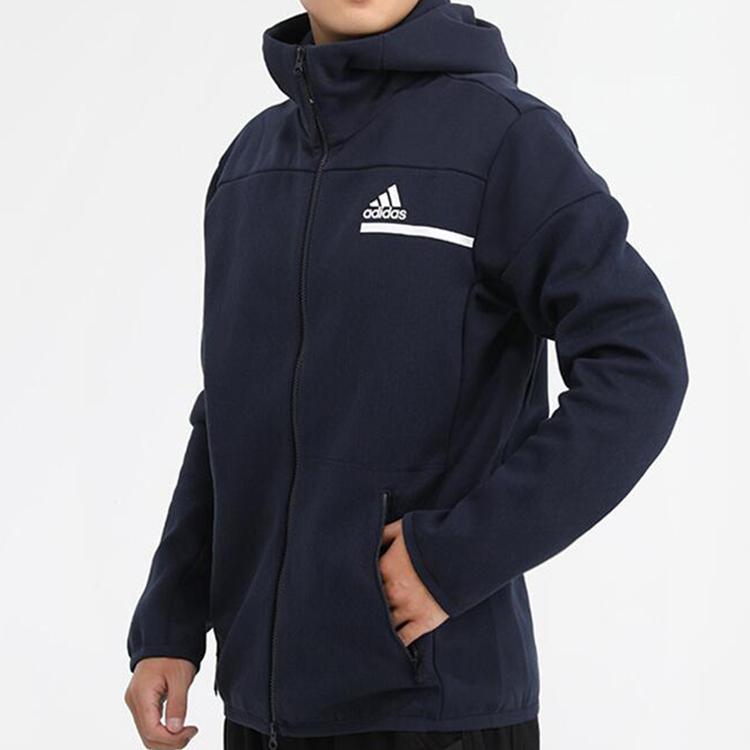 adidas Sport Casual Knit Hooded Jacket Men Outerwear Navy-Blue GM6537