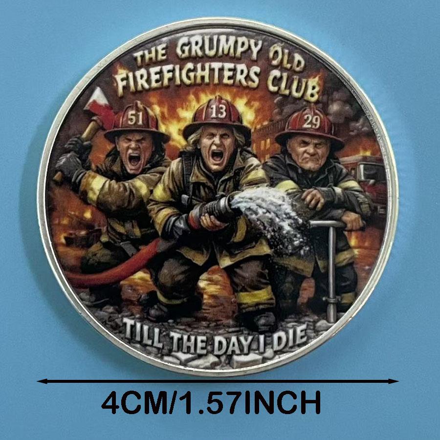 

Firefighter Commemorative Coin in The Line of Fire Strength in Unity Metal Bravery Medal Challenge Coin Collection Gift