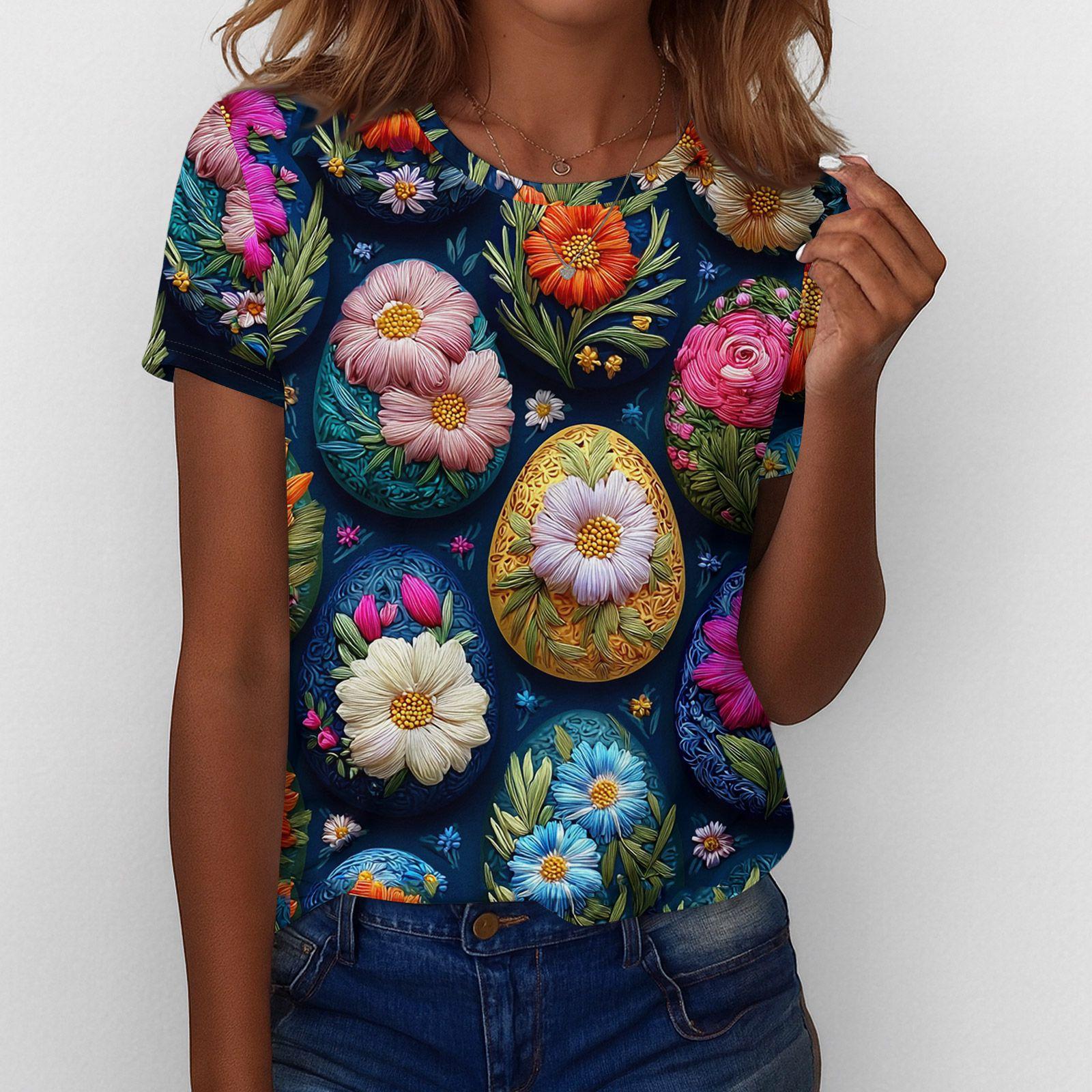 

Жіноча футболка з принтом, з коротким рукавом, на кожен день, для вихідних, модна, базова, звичайного крою, топ. День Патріка XL небо синє кольору