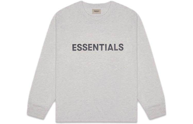 Heren T-shirt Fear Of God Essentials 3D Siliconen Applicatie Boxy Long Sleeve T-shirt S white