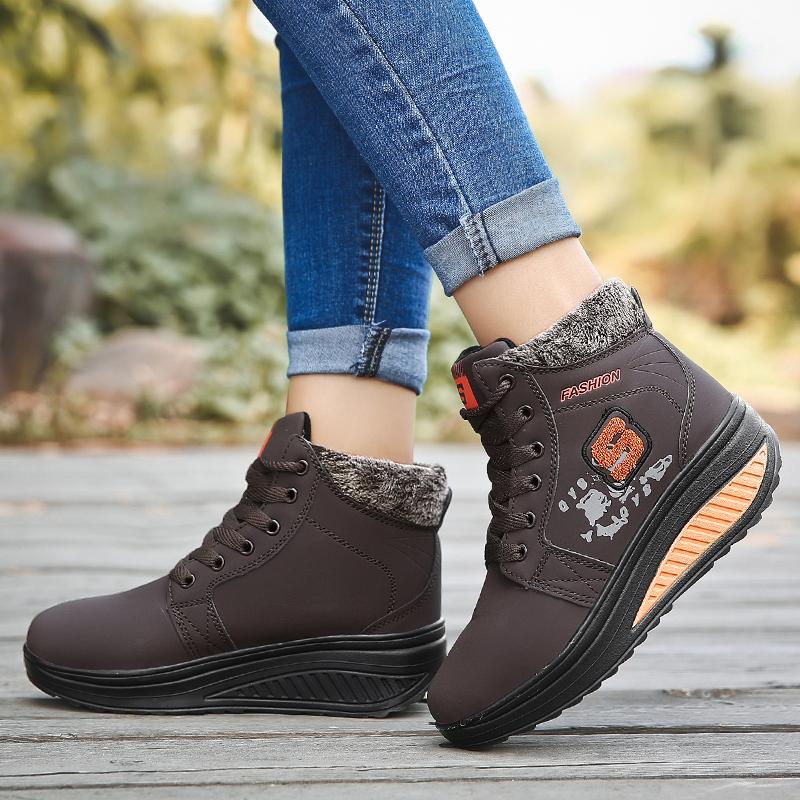 Зимние бархатные теплые высокие женские хлопковые туфли-качалки зимние ботинки спортивная — фото 15