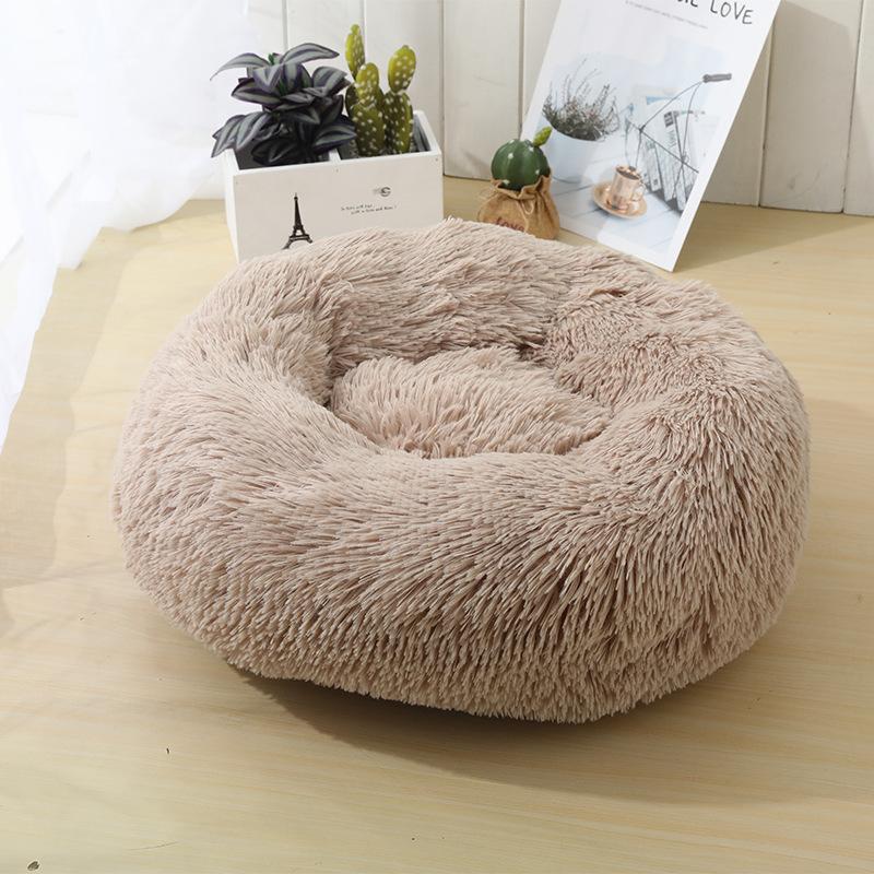 40cm Round Pet Bed for Large Dog Bed Super Soft Cat Bed Long Plush Dog House for Medium Dog House Winter Warm Sleeping
