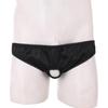Men Briefs Sissy Silk Satin Frilly Open Hole Bikinis Crossdressing Panties Underwear