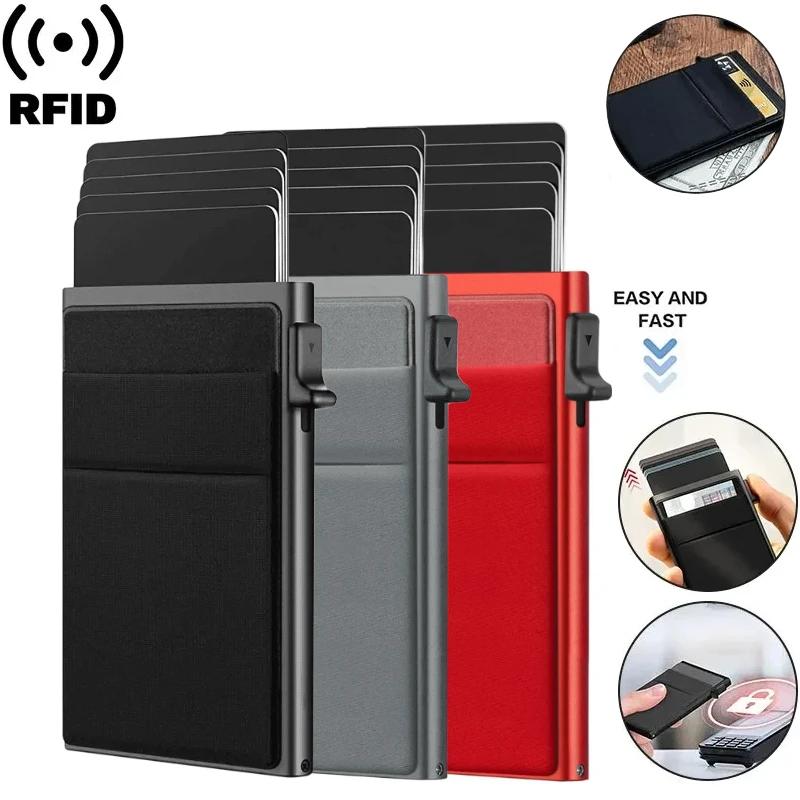Portafoglio Portatessere RFID Uomo Sottile Mini Minimalista Portafogli Metallo Porta Badge Bancario Custodia Portafoglio per Uomo Carteras Scelta