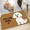 Süßer Malteser Hund Willkommen Zuhause Fußmatte Cartoon Weißes Welpenmuster Bodenmatte Haustierliebhaber Geschenk Kreative Eingangsbereich Dekoration Teppich