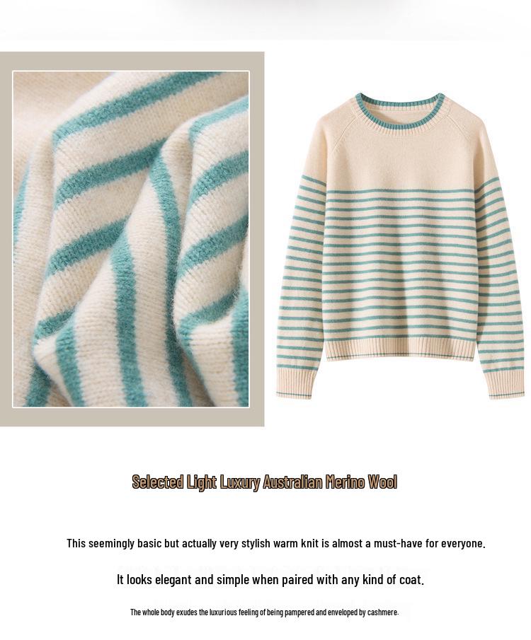 2026 Korean Style Soft Fluffy Women's Striped Sweater