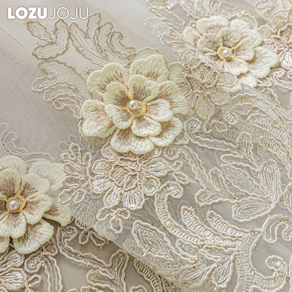 1PC LOZUJOJU European Style Luxury Three-dimensional Embroidery Transparent Tulle Sheer Curtain for Living Room Bedroom Window Decoration Home Decor